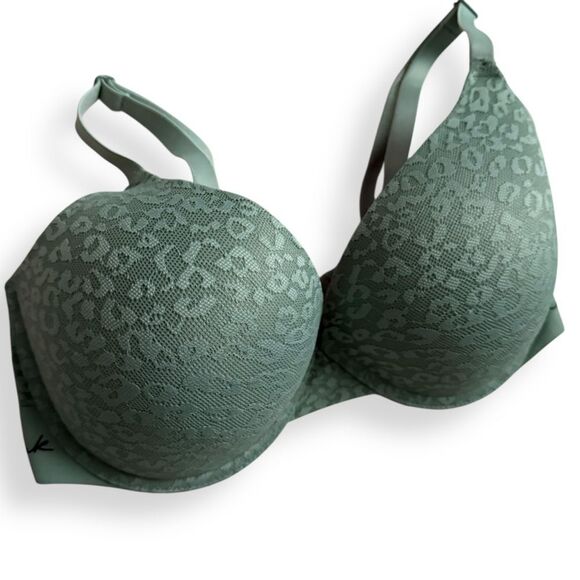 Victoria Secret Wear Everywhere Push-up Bra 34DD Green Lace PINK - Picture 12 of 12